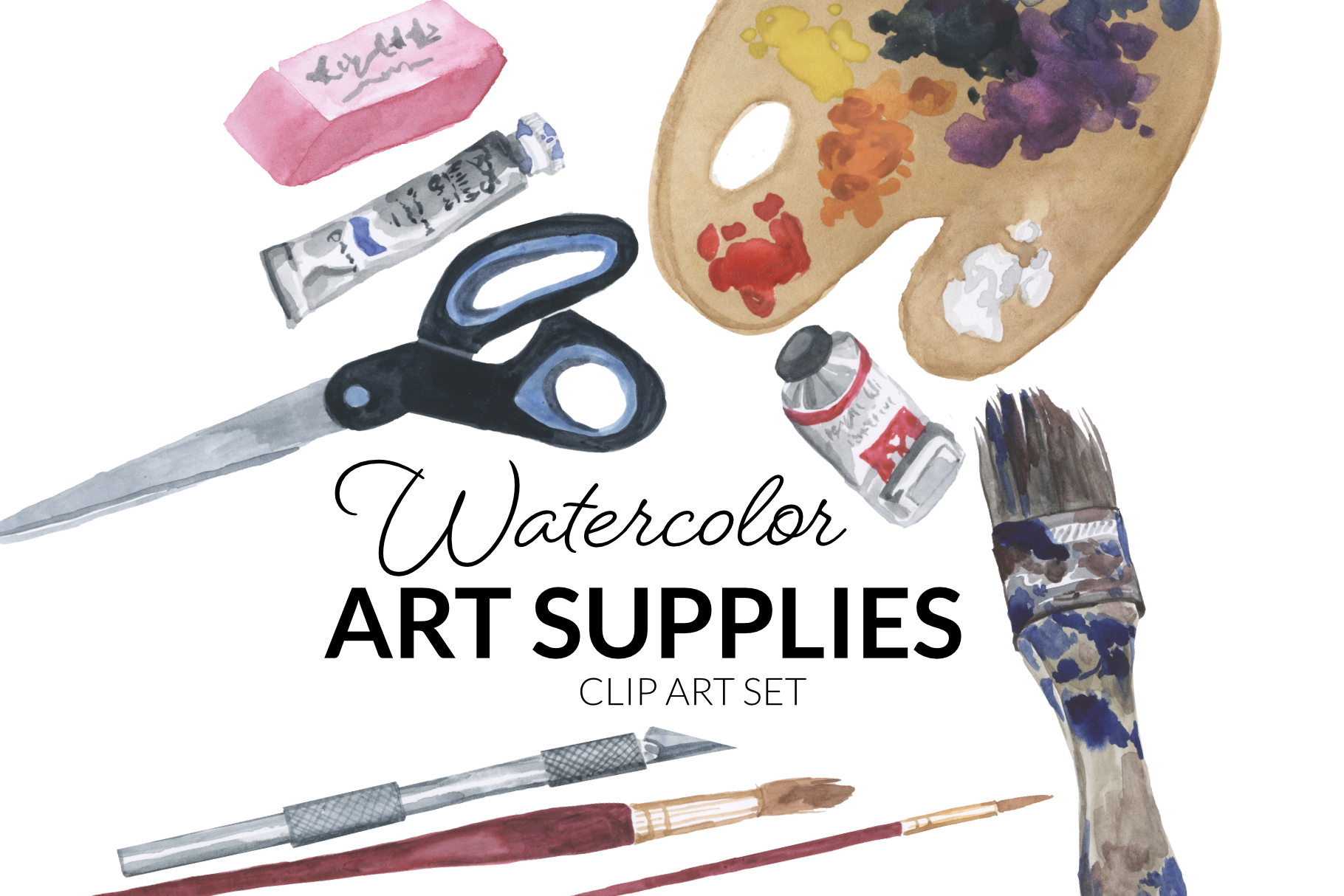 Watercolor Art Supplies Clipart
